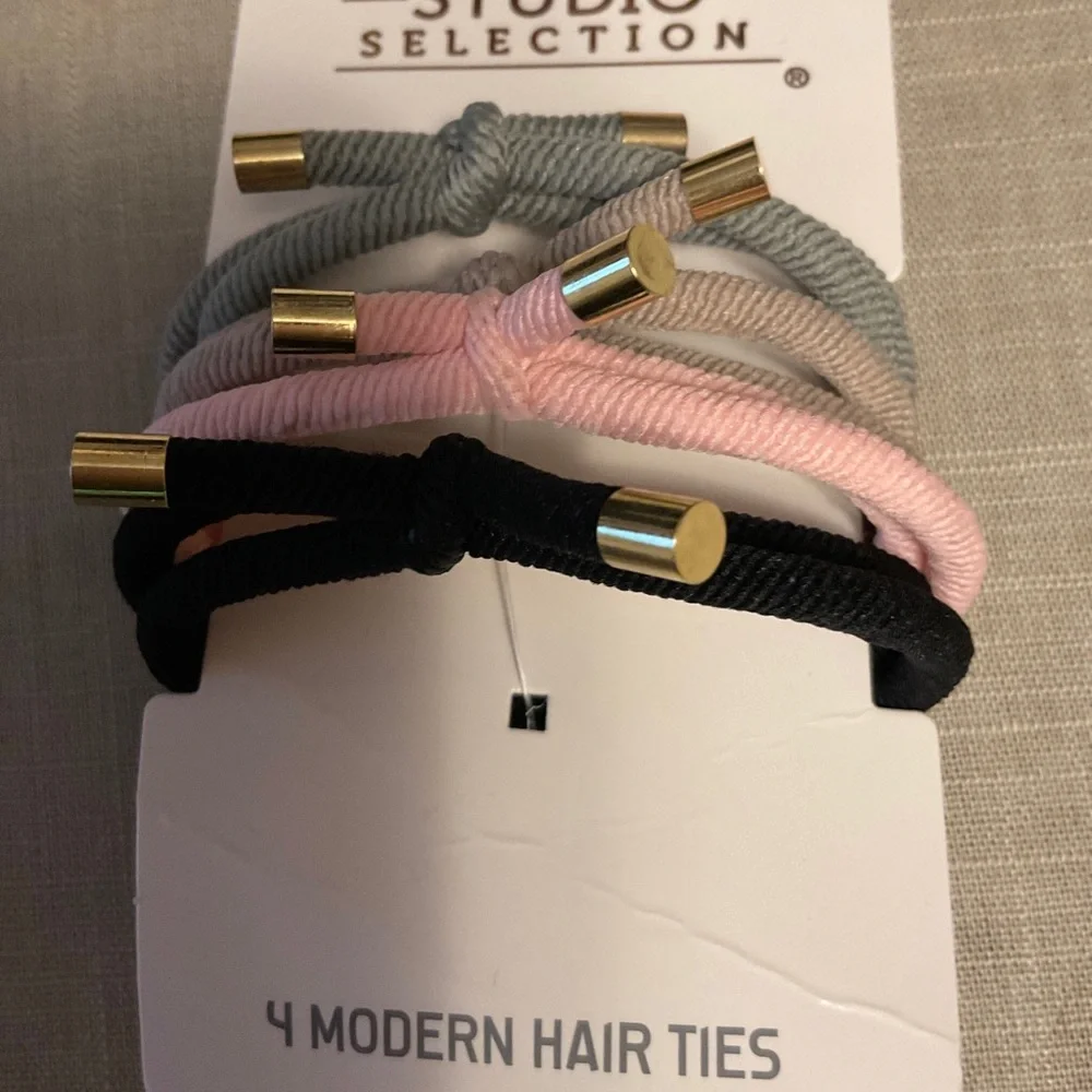 Studio 4-Pack Hair Ties in Gray, Taupe, Pink & Black